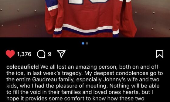 Caufield changing to #13 to honour Gudreau