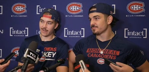 [Priyanta Emrith] The Brothers Xhekaj doing their media availability together this morning -- to be confirmed but it seems like Arber and Florian will both suit up tomorrow in the #Habs first preseason game