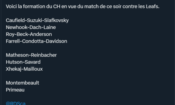 Habs lineup for tonight