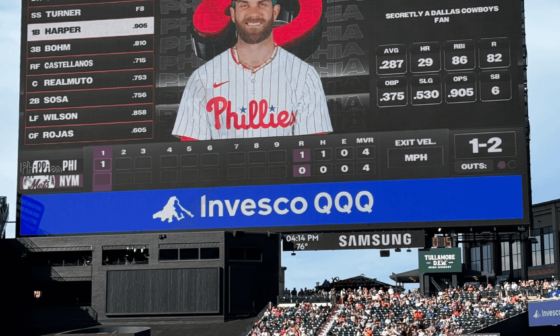 The "Fun Fact" for Bryce Harper at CitiField today: "Secretly a Dallas Cowboys fan"