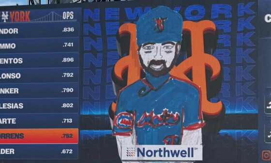 Instead of the usual player portraits on the scoreboard at Citi Field today, children being treated at Northwell Health drew pictures of the Mets players. Here are the results.