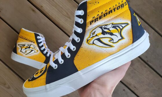 I made a pair of custom Nashville Predators Vans SK8-Hi Shoes