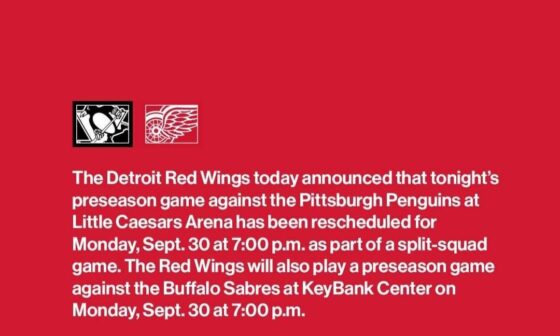 Detroit Red Wings will play 2 games at the same time