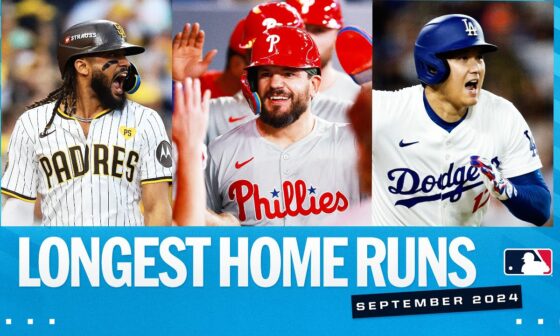 Longest homers of September 2024 (Ft. Fernando Tatis Jr., Shohei Ohtani, Kyle Schwarber AND MORE!)