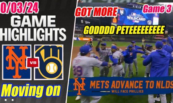 New York Mets vs Milwaukee Brewers [FULL GAME 3] Oct 3, 2024 NL Wild Card | MLB Highlights 2024