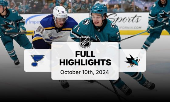 Blues at Sharks | October 10, 2024 | NHL Full Game Highlights