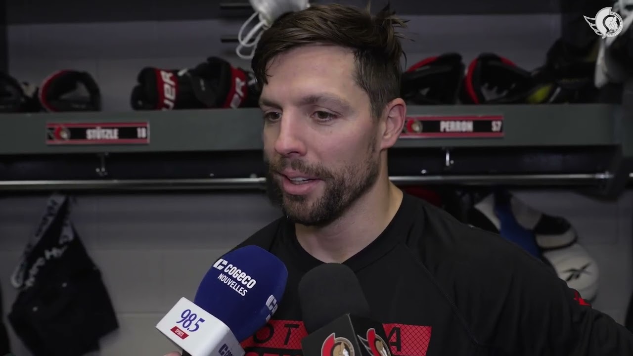 Shane Pinto, Zack MacEwen, David Perron and Travis Green Pregame Media vs MTL