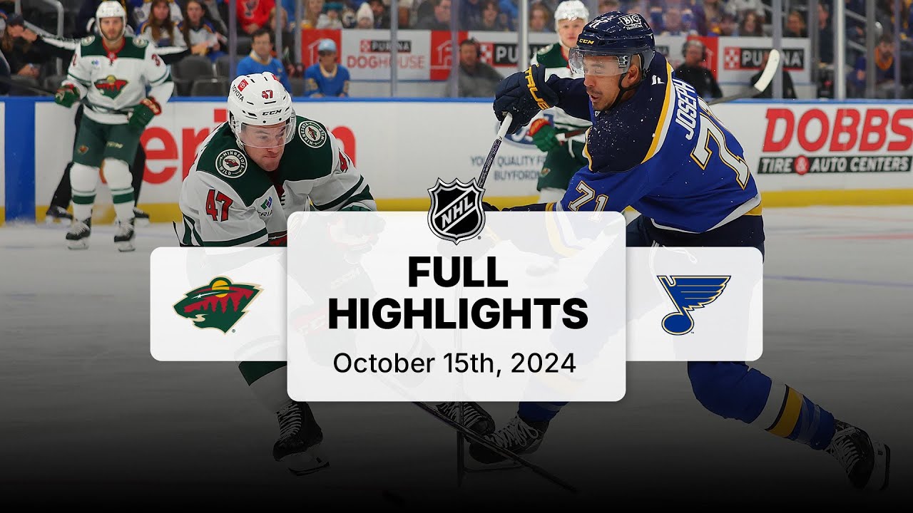 Wild at Blues | October 15, 2024 | NHL Full Game Highlights