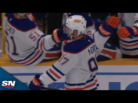 Oilers' Connor McDavid Roofs Loose Puck For First Goal Of The Season