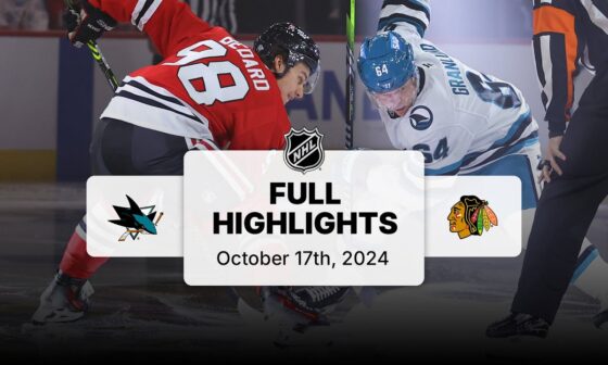 Sharks at Blackhawks | October 17, 2024 | NHL Full Game Highlights