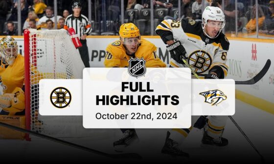 Bruins at Predators | October 22, 2024 | NHL Full Game Highlights