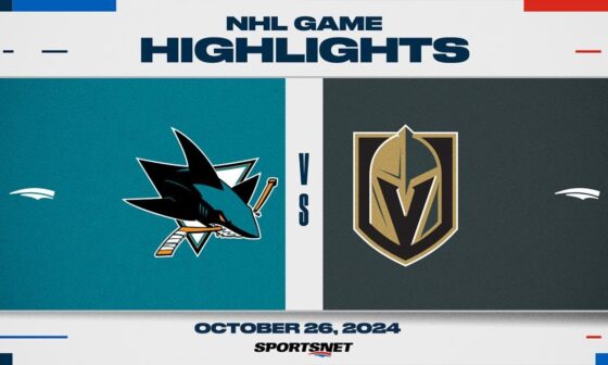 NHL Highlights | Sharks vs. Golden Knights - October 26, 2024