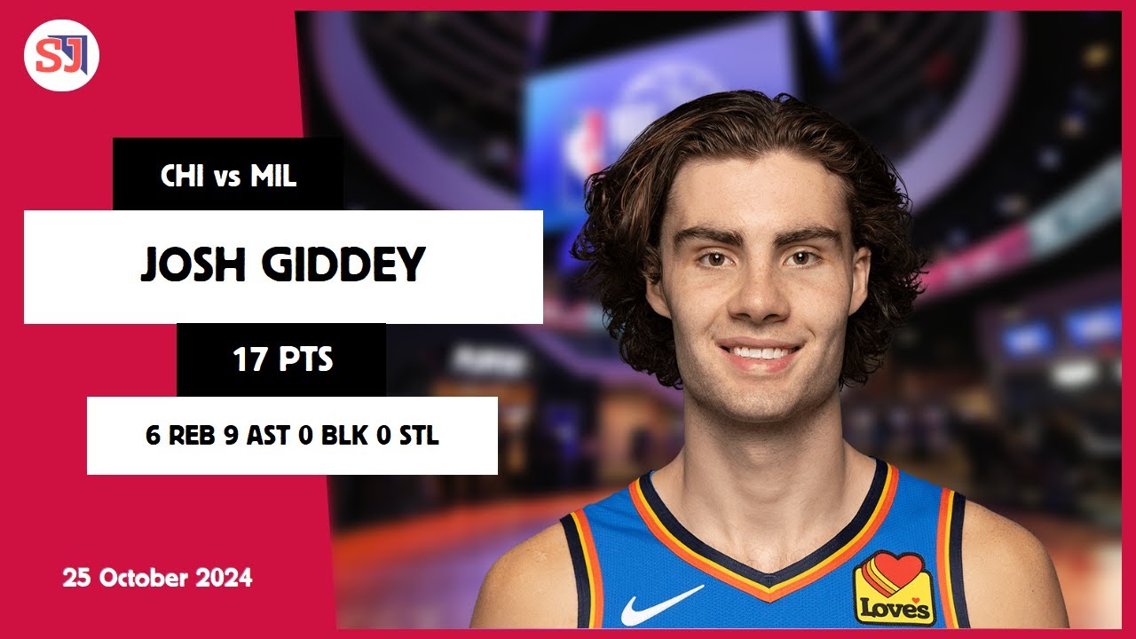 JOSH GIDDEY 17 PTS 6 REB 9 AST 0 BLK 0 STL | vs MIL 25 Oct 24-25 CHI Player Highlights