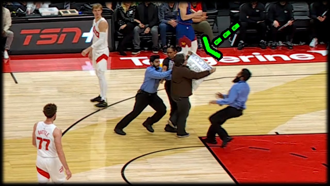 Knucklehead Protester Runs onto the Court at Raptors vs Nuggets Game