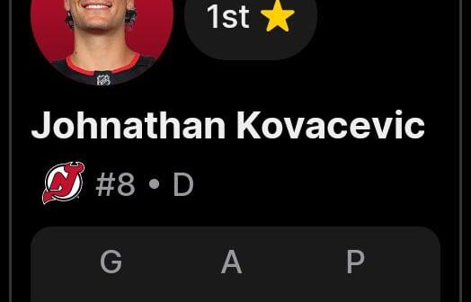 Johnathan Kovacevic has been named the first star of the game in his first game with New Jersey!