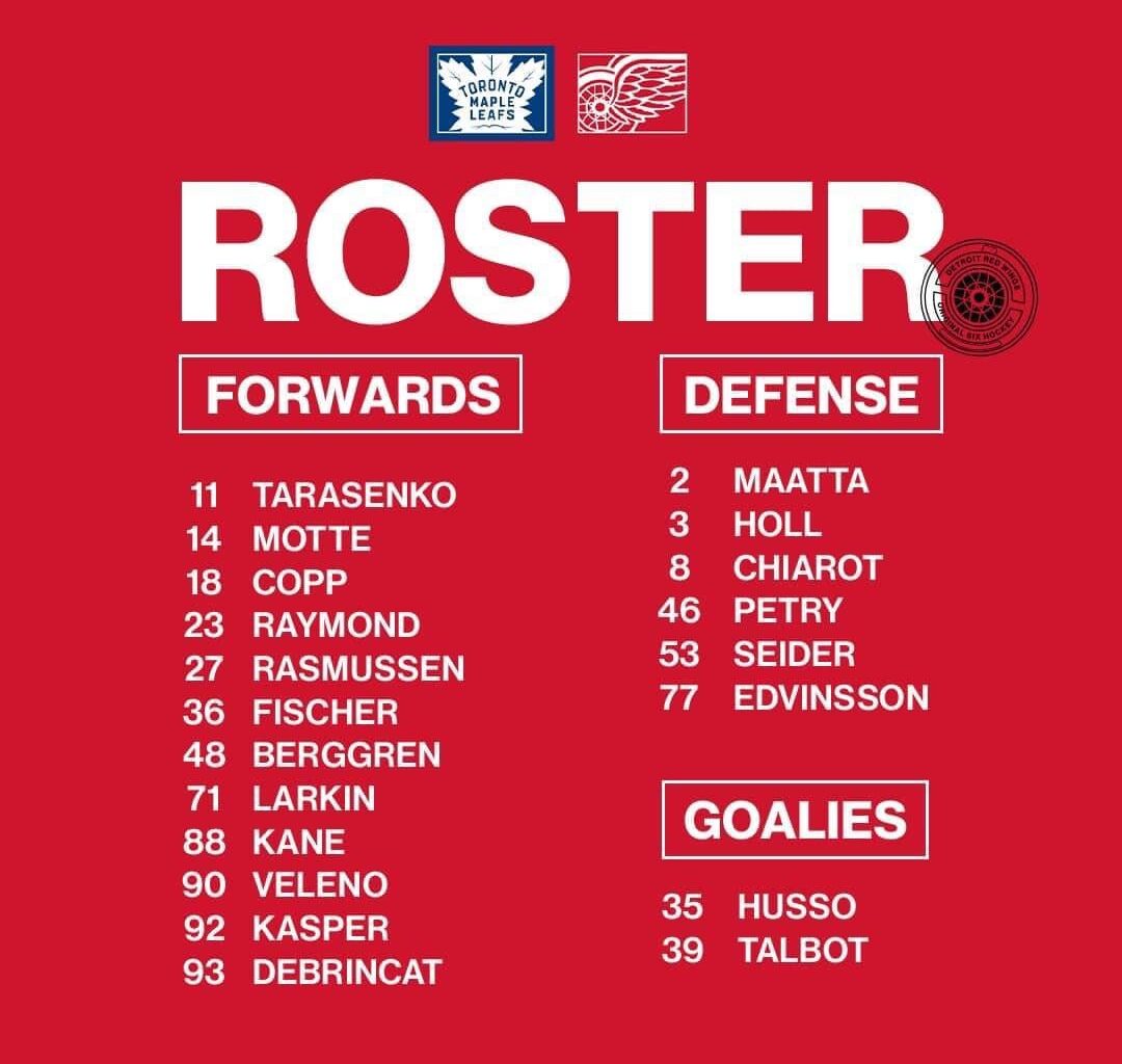 Tonight’s Roster Against Toronto