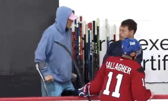 Laine shows up to Canadien’s practice with crutches and knee brace