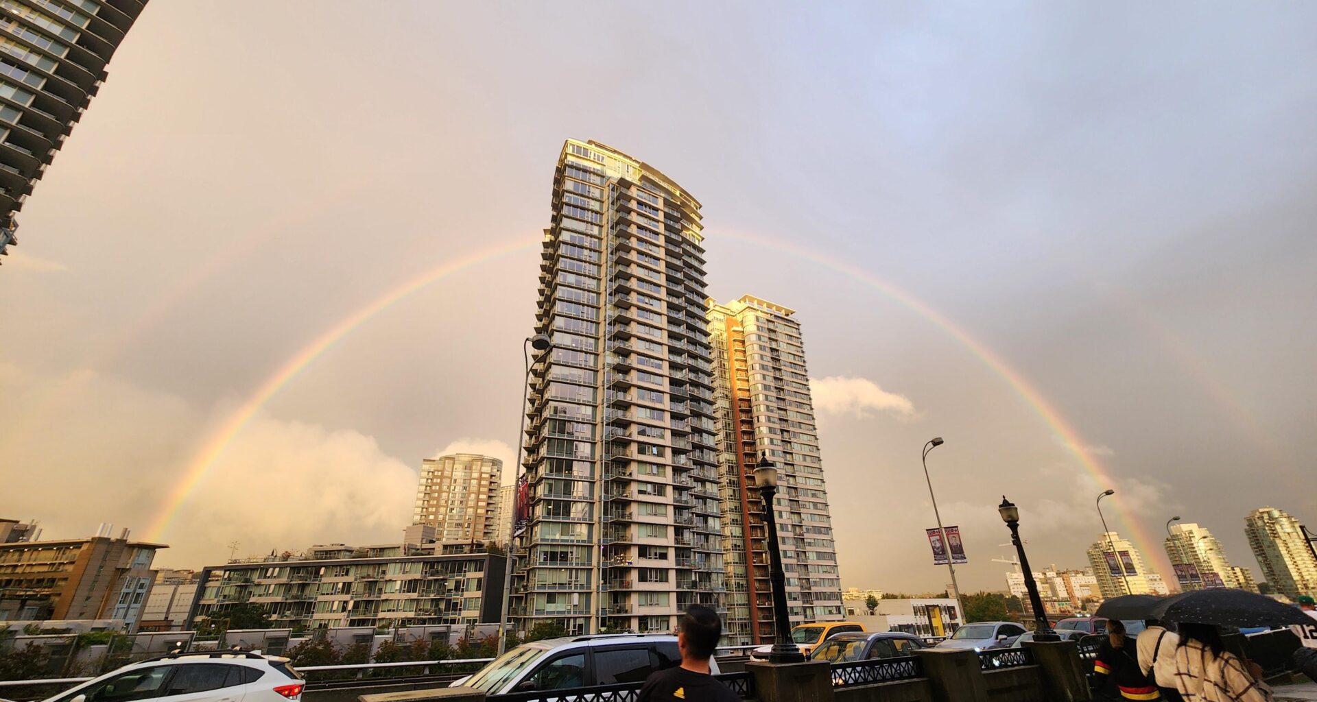 Rainbow over Vancouver for the home opener. GO NUCKS!