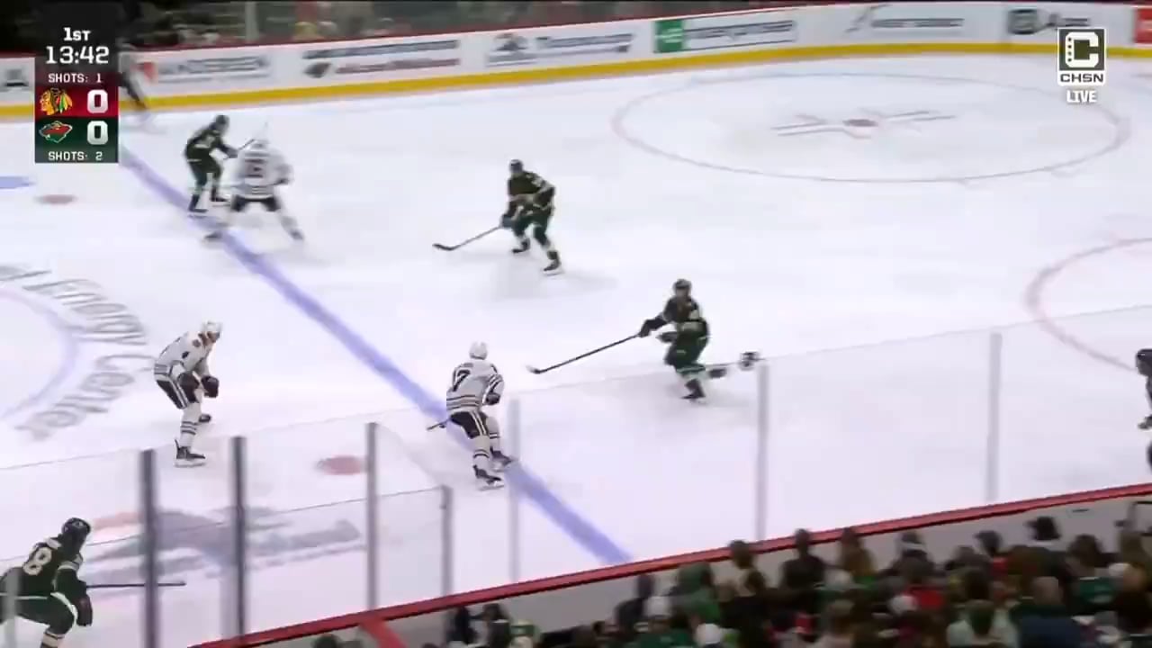 Jason Dickinson snaps home the rebound off the Seth Jones shot