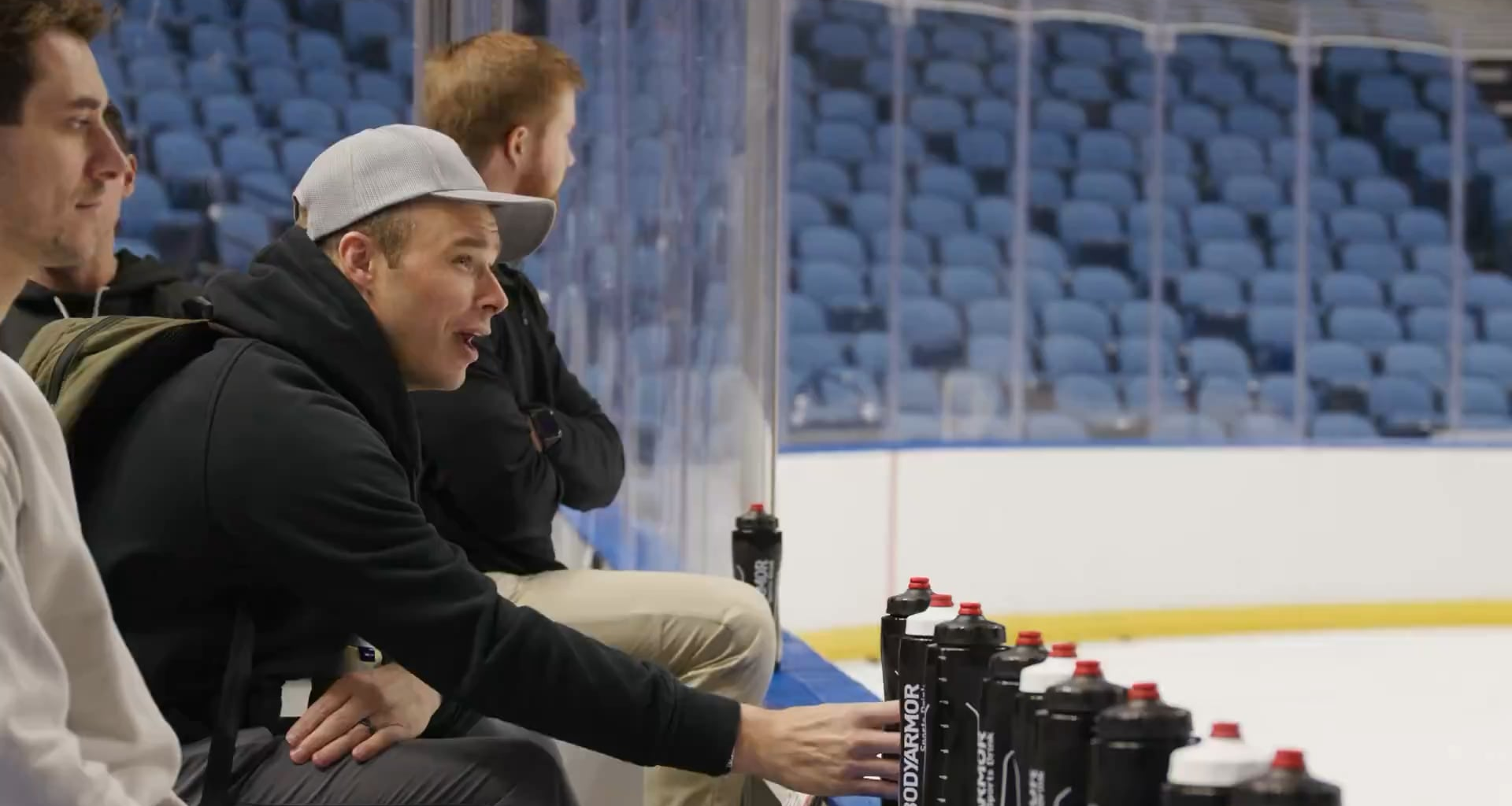 Dustin Brown showing off his improved water bottle skills