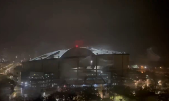 The Tropicana Roof has been ripped open due to Hurricane Milton