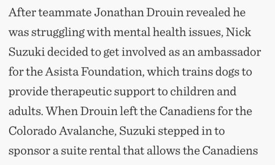 How can you not love & respect captain Nick Suzuki