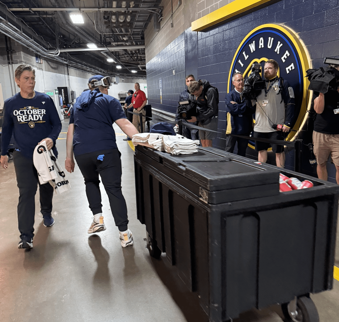 Photos of the beer and champagne cart leaving the Brewers clubhouse were the best thing I saw yesterday. Something about counting chickens.