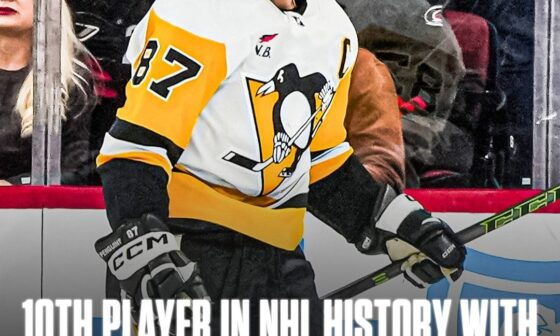 [ESPN] Sidney Crosby is the first player to reach 1,600 NHL points since Jaromir Jagr in 2011