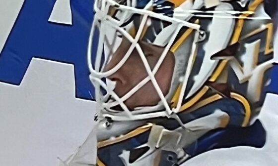 Lanky still rocking his Preds mask tonight