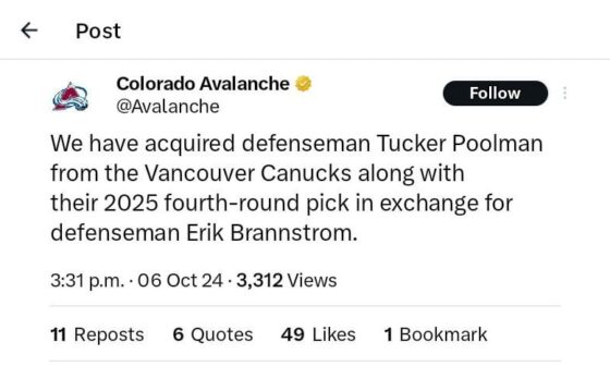 Colorado acquired Tucker poolman