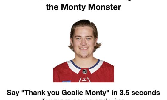 Thank you Goalie Monty!