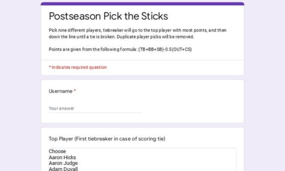 2024 Postseason Pick the Stick Competition