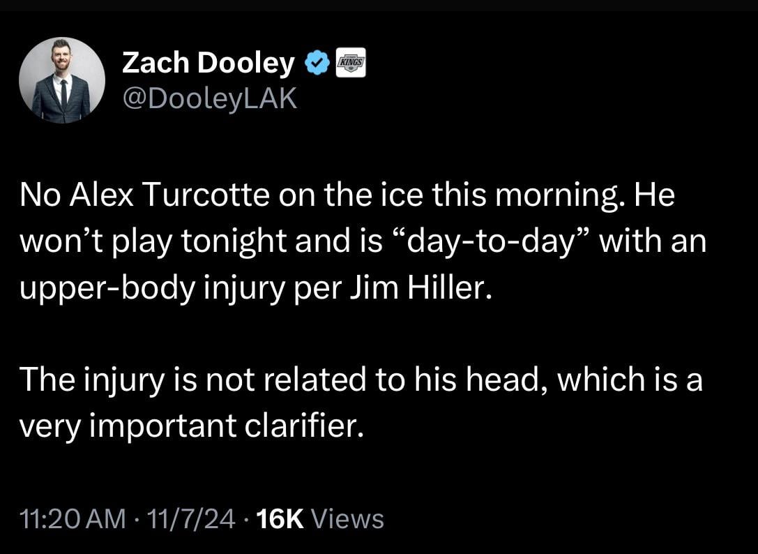 Good news: Alex Turcotte’s injury is not head-related