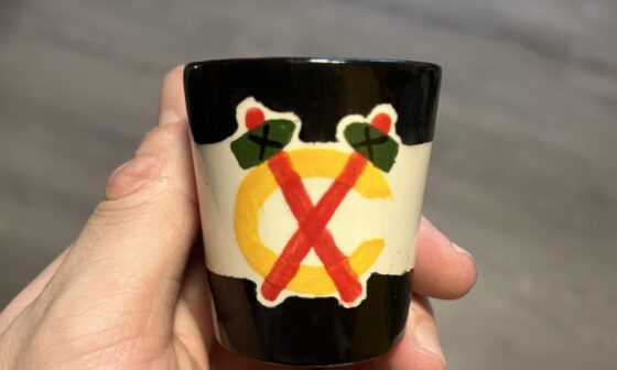 My wife painted me a Hawks shot glass