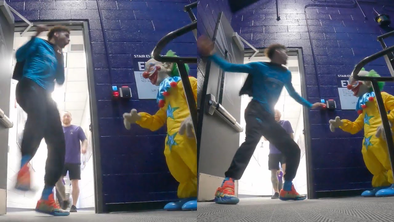 LaMelo Ball hilarious reaction to Hornets scaring him with a clown on Halloween 😂😂