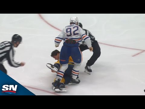 Oilers' Vasily Podkolzin Drops Jeremy Lauzon With Three BOMBS