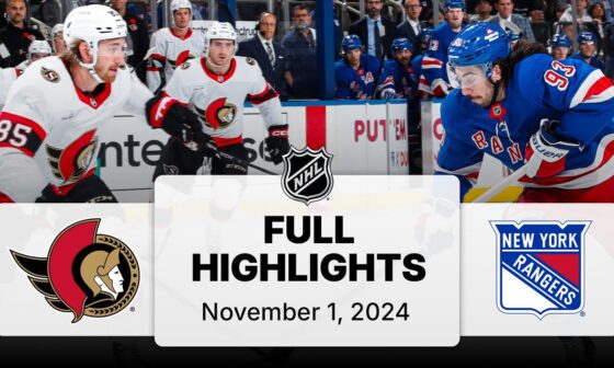 NHL Highlights | Senators vs. Rangers - November 1, 2024