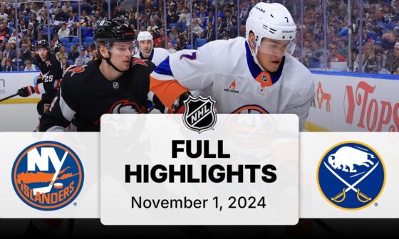 NHL Highlights | Islanders vs. Sabres - November 1, 2024