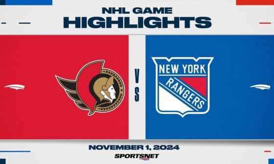 NHL Highlights | Senators vs. Rangers - November 1, 2024