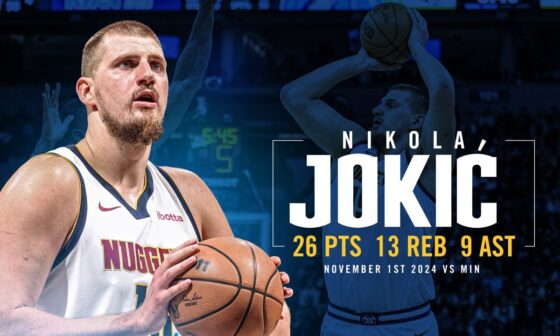 Nikola Jokić Near Triple-Double 🃏 | Full Game Highlights vs. Timberwolves 11/1/24