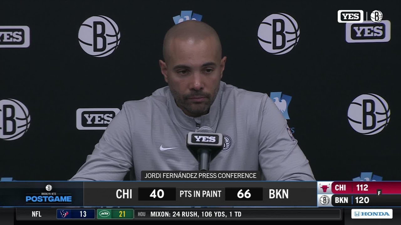 Jordi Fernández on the Nets' perimeter defense in the first half