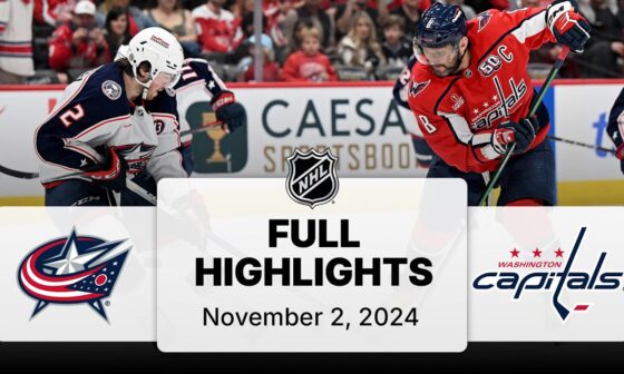 NHL Highlights | Blue Jackets vs. Capitals - November 2, 2024