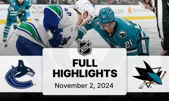 NHL Highlights | Canucks vs. Sharks | November 02, 2024