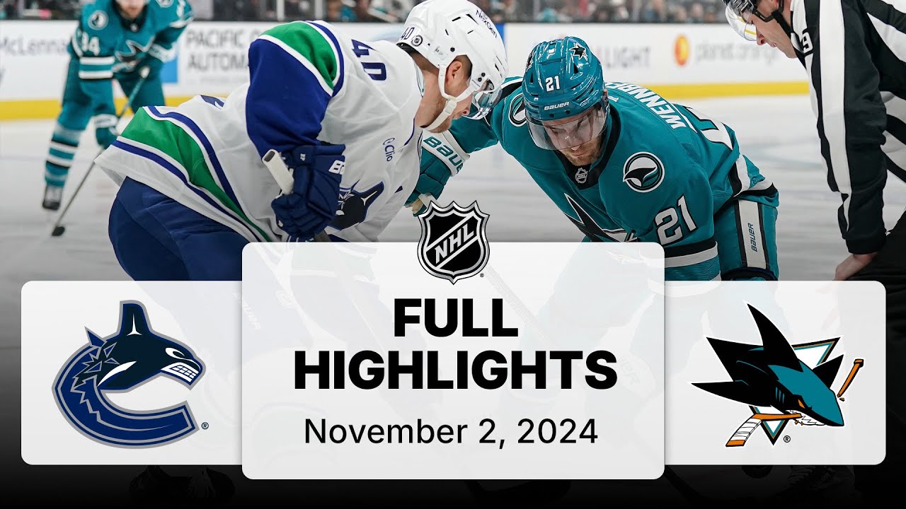 NHL Highlights | Canucks vs. Sharks | November 02, 2024