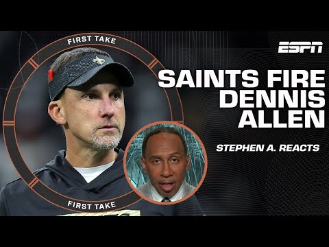 Stephen A. & Shannon Sharpe’s INSTANT reaction to the Saints firing HC Dennis Allen | First Take