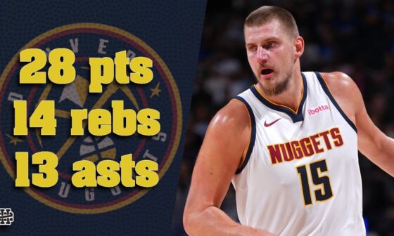 Nikola Jokic 28 pts 14 rebs 13 asts vs Raptors 24/25 season