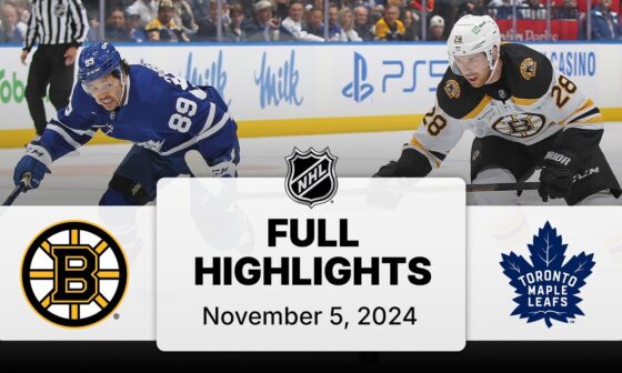 NHL Highlights | Bruins vs. Maple Leafs | November 05, 2024