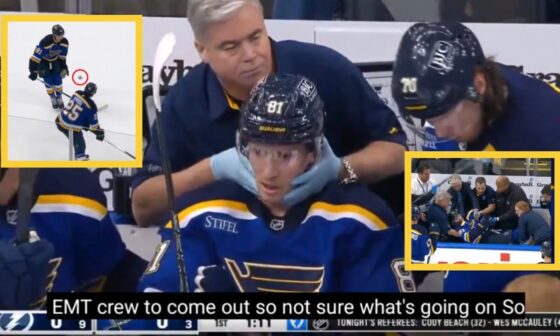 💔 St Louis Blues hockey's  Dylan Holloway HORRIFIC INJURY and collapsed against Tampa Bay Lightning