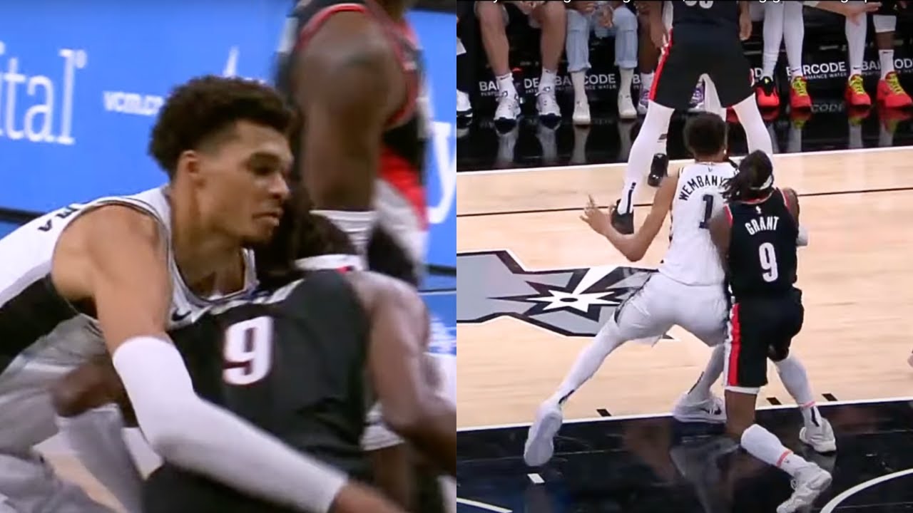 Wemby Had A Wrestling Match Against Jerami Grant But San Antonio Spurs Win The Game