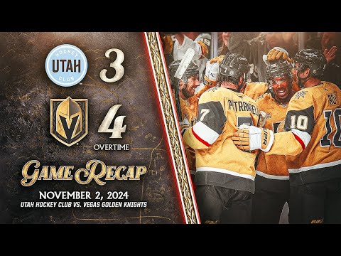 HIGHLIGHTS | Vegas Golden Knights 4, Utah Hockey Club 3 (OT) | Nov. 2, 2024